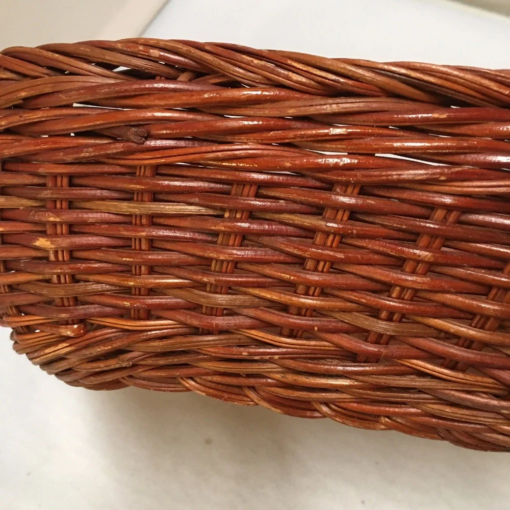 Wicker Storage Basket Home Decor OS Brown Rectangular Woven Tray Cottagecore